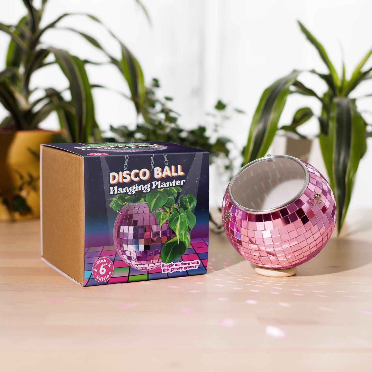 Disco Ball Hanging Planter - Pink (6in)