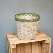 Basket Hessian Green Rim
