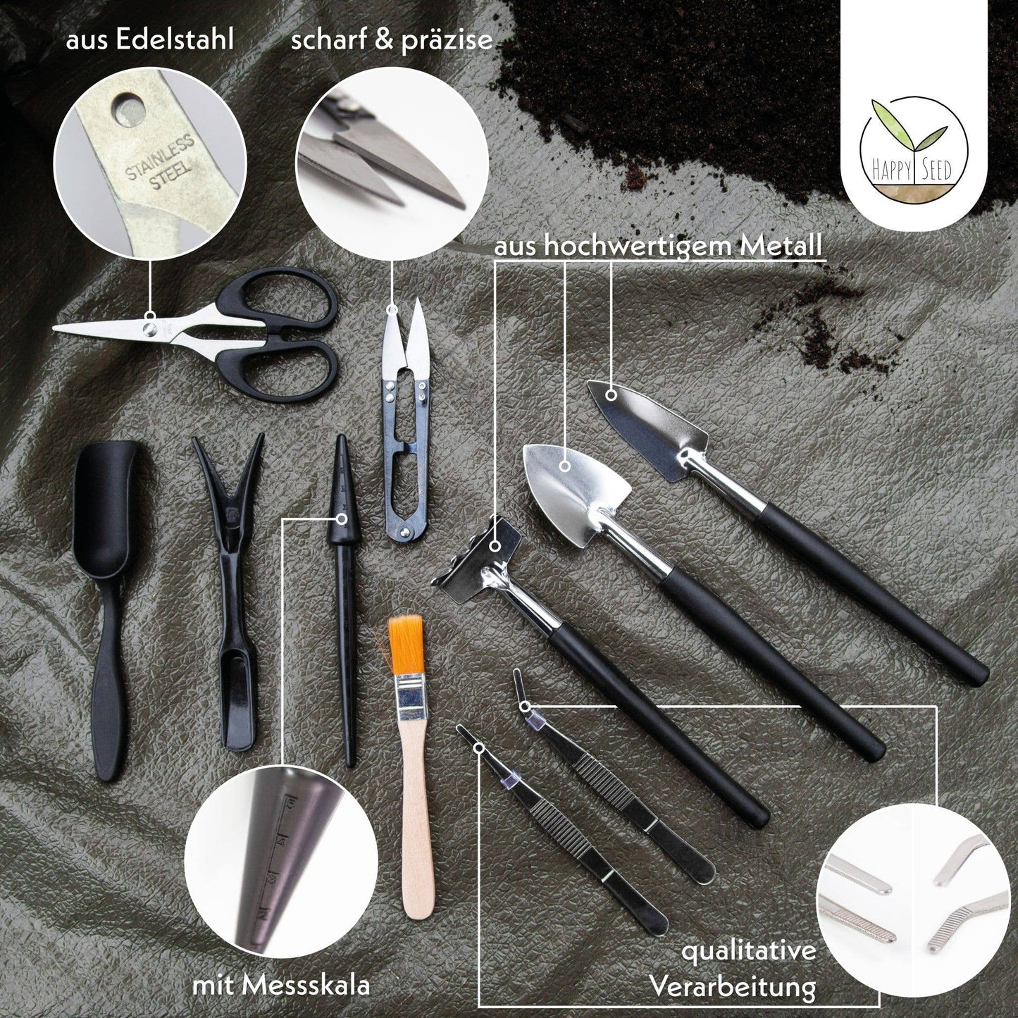 HappySeed bonsai tool set 13 pieces (+bag)