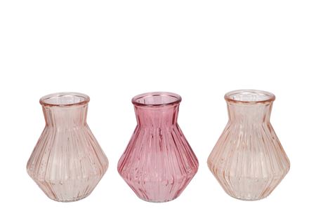 Roman Sweets Pink Clear Mix Diamond Glass Vase Mix