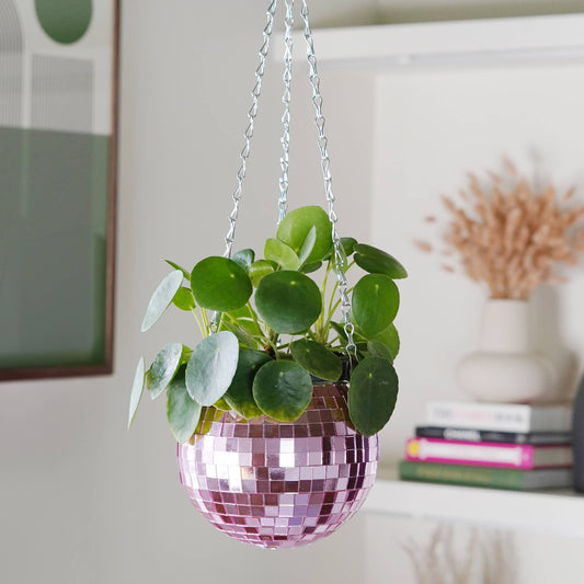 Disco Ball Hanging Planter - Pink (6in)