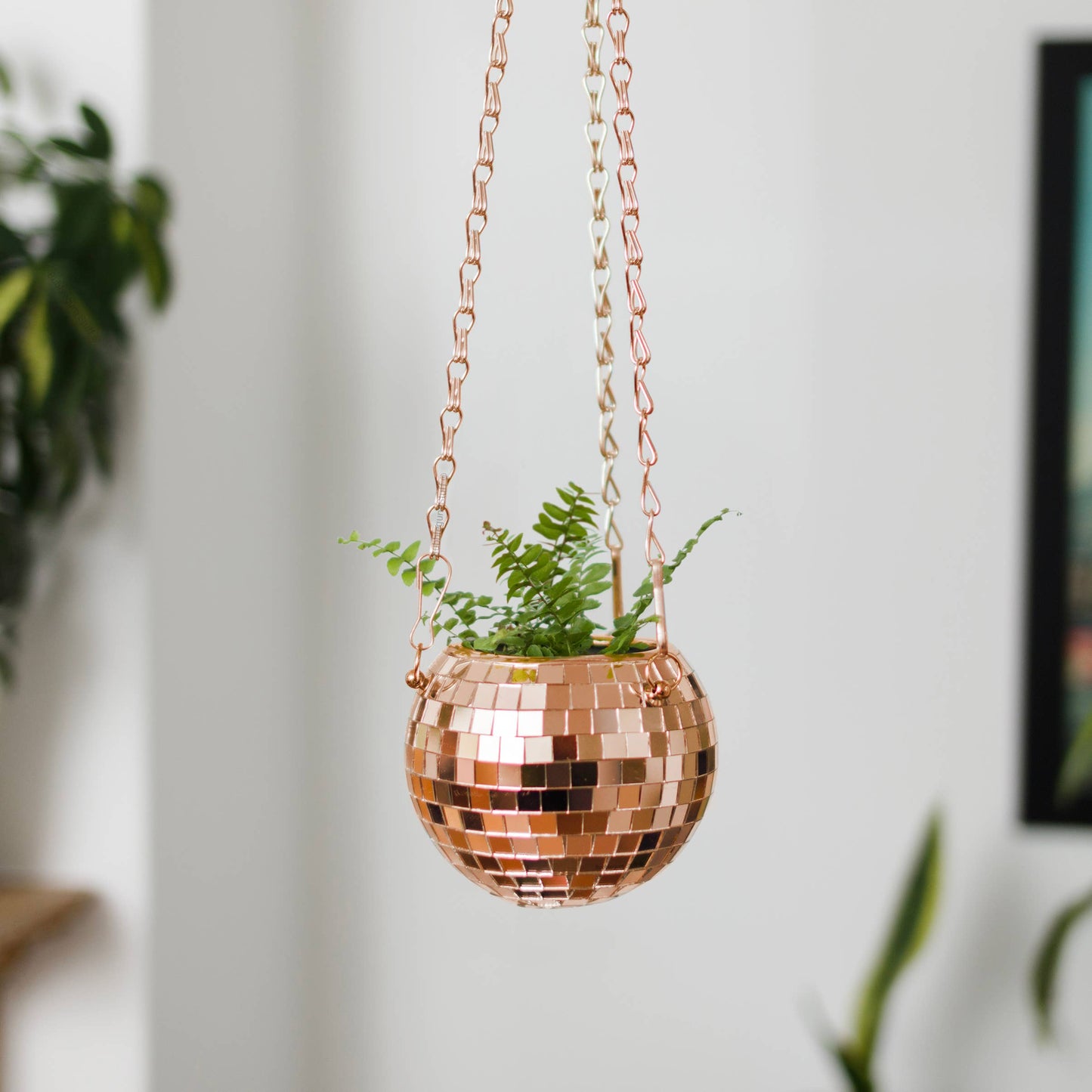 Disco Ball Hanging Planter - Rose Gold (4in)