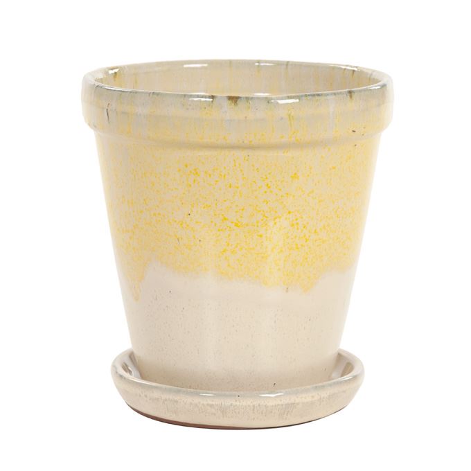 Ceramic Pot Yellow Cream 17cm