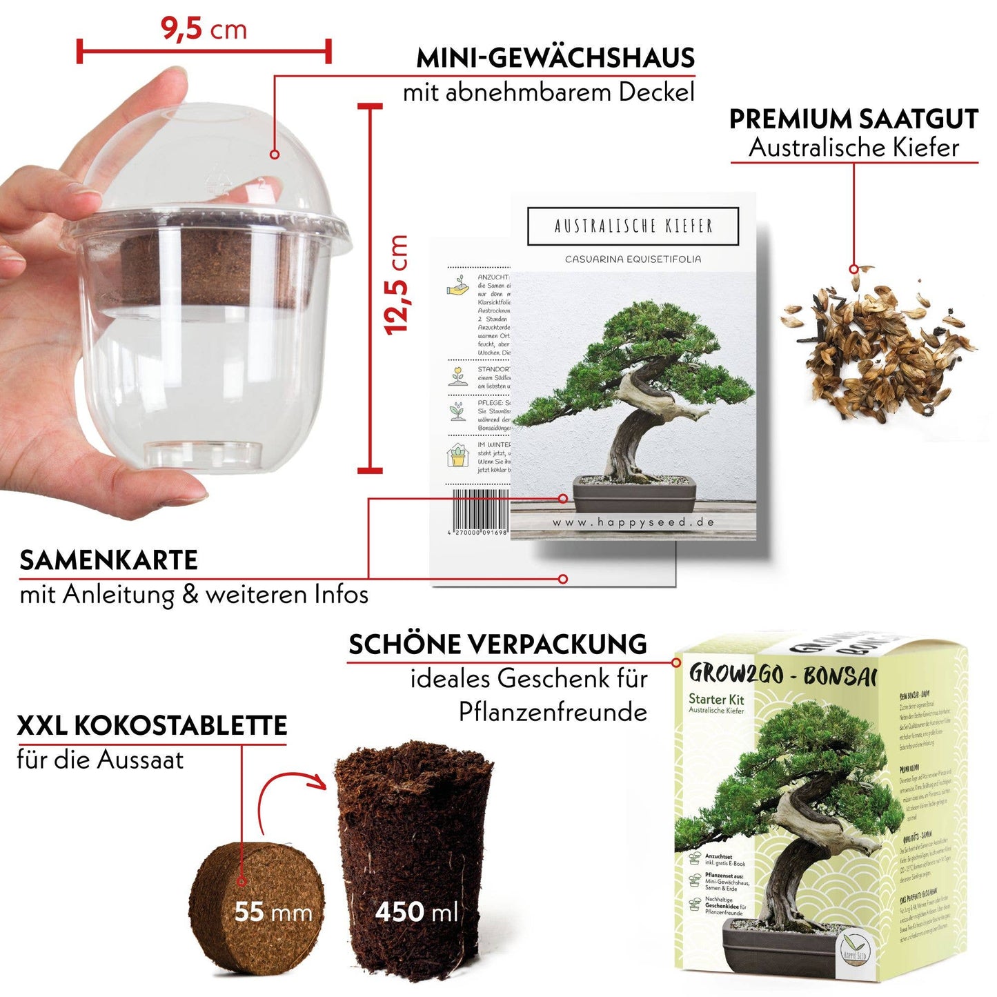 Grow2Go Bonsai Starter Kit Growing Set (Gift Idea)