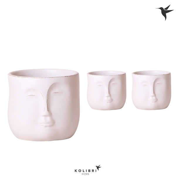 Pot Ceramic Zen Face White