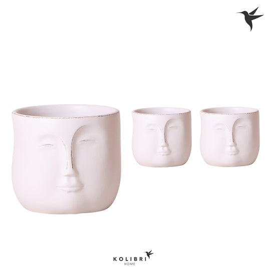 Pot Ceramic Zen Face White