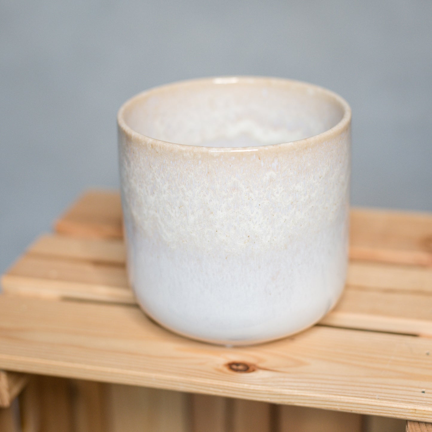 Pot Reactive Ceramic Off White 13cm